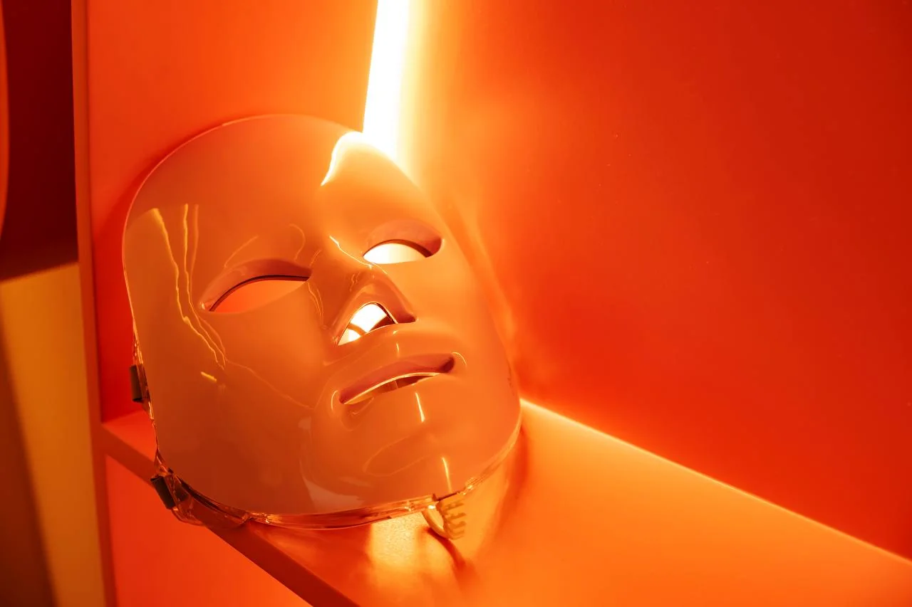 LED face mask ready for a rejuvenation treatment